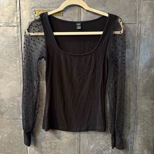 Black Sheer Sleeve Top